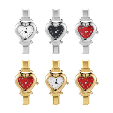 304 Stainless Steel Valentine's Day Italian Charm Links Watch Face For DIY Jewelry Making Heart 5.7cm x 2.8cm