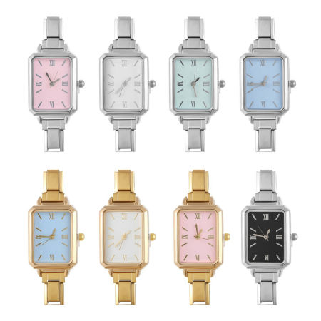 Picture of 304 Stainless Steel Stylish & Casual Italian Charm Links Watch Face For DIY Jewelry Making Octagon 5.7cm x 2.5cm
