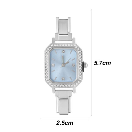 Изображение 1 ШТ 304 Нержавеющая Сталь Стильный & Стильный и повседневный Лицо часов с итальянскими чармами для изготовления украшений своими руками Восьмиугольник Прозрачный Стразы 5.7см x 2.5см