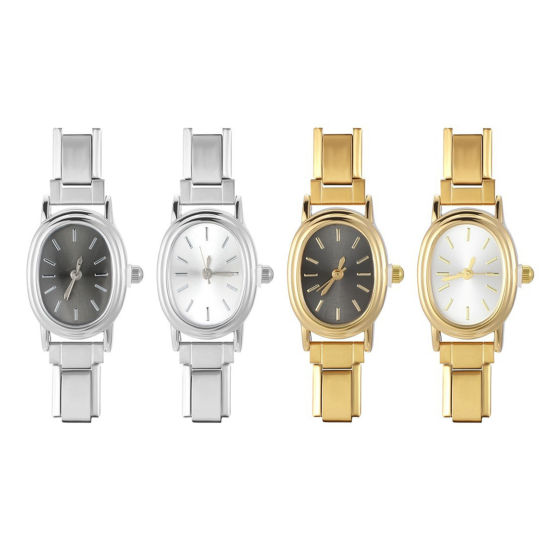 Изображение 1 ШТ 304 Нержавеющая Сталь Стильный & Стильный и повседневный Лицо часов с итальянскими чармами для изготовления украшений своими руками Овальные 5.7см x 2см