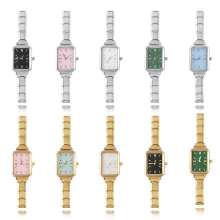 1 Pz 304 Acciaio Inossidabile Orologio da Polso Modulare con Collegamenti a Charm Italiano, Elegante & Casual Ottagono Unisex Regalo 18.5cm Lunghezza