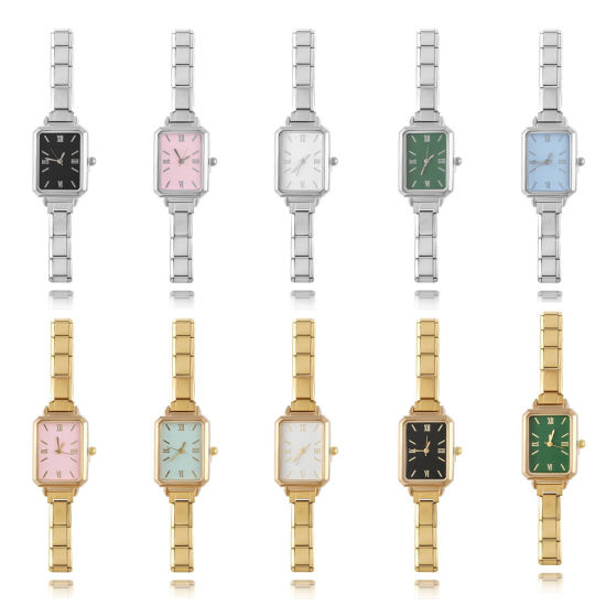 1 本 304ステンレス鋼 イタリアンチャームリンクモジュール式腕時計、 おしゃれでカジュアル 八辺形 ユニセックス 男女兼用 プレゼント 18.5cm 長さ の画像