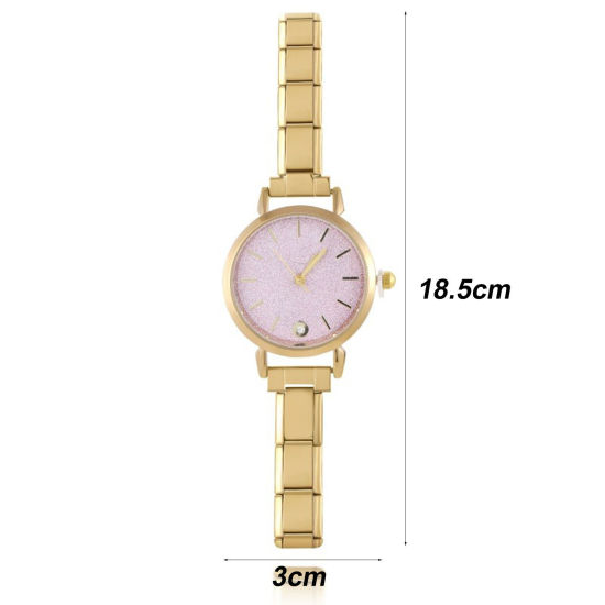Picture of 304 Stainless Steel Italian Charm Links Modular Wrist Watch, Stylish & Casual Round Unisex Gift 18.5cm(7 2/8") long