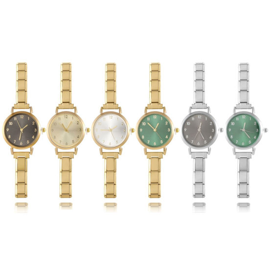 Bild von 1 Strang 304 Edelstahl Modulares Armbanduhr, Stilvoll & lässig Rund Unisex Geschenk 18.5cm lang