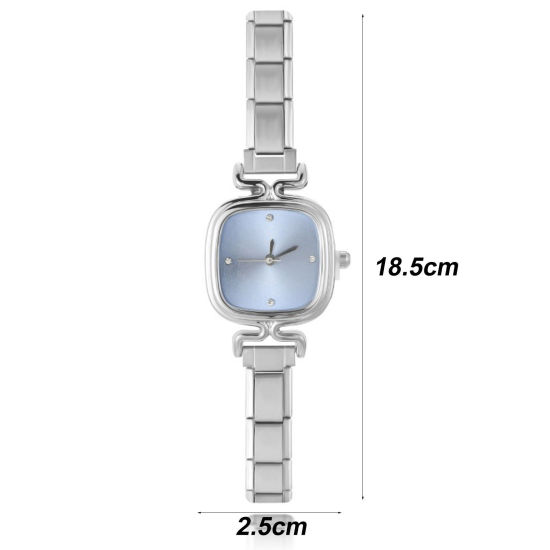 Image de 1 Pièce Montre-bracelet Modulaire à Maillons de Pendentifs Italiens en 304 Acier Inoxydable Élégant & Décontracté Carré Unisexe Cadeau 18.5cm long