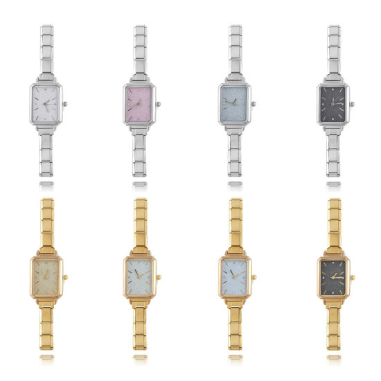 1 本 304ステンレス鋼 イタリアンチャームリンクモジュール式腕時計、 おしゃれでカジュアル 八辺形 ユニセックス 男女兼用 プレゼント 18.5cm 長さ の画像