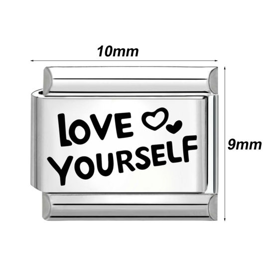 Immagine di 1 Pz 304 Acciaio Inossidabile Elegante Bracciale con Charm Italiano a Maglie, Creazione di Gioielli Fai-da-te Tono Argento Nero Rettangolo 10mm x 9mm