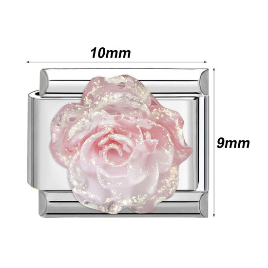 1 個 304ステンレス鋼 おしゃれ ペンダント チャーム イタリアンリンク ブレスレット作り DIY ハンドメイド ジュエリーアクセサリー シルバートーン 長方形 蝶 10mmx 9mm、 の画像