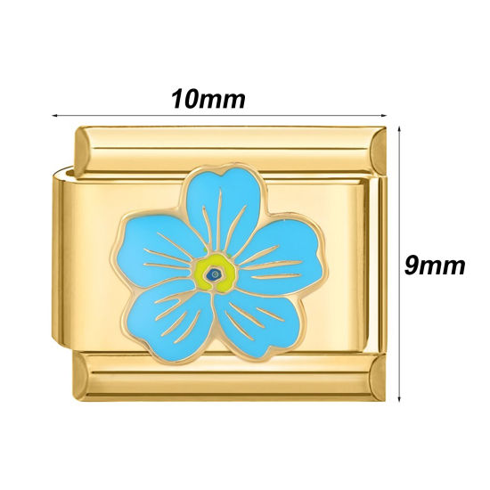 Изображение 1 ШТ 304 Нержавеющая Сталь Стильный Очаровательный итальянский браслет со звеньями Изготовление ювелирных изделий своими руками Позолоченный Прямоугольник 10мм x 9мм