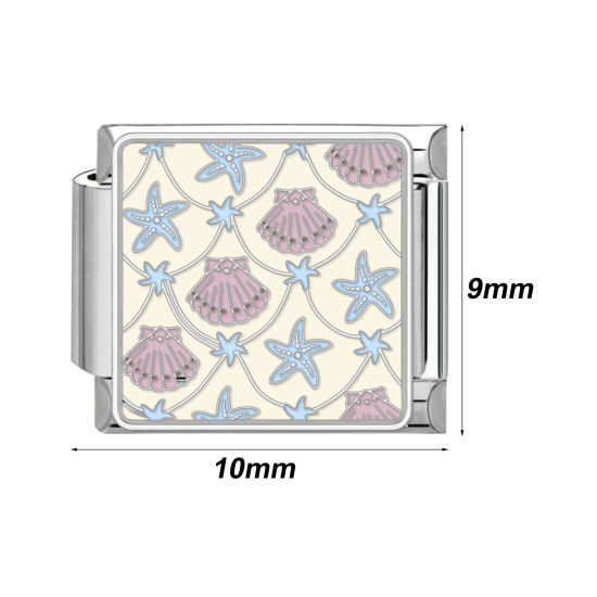 Bild von 304 Edelstahl Charm-Armband mit italienischen Gliedern zur Herstellung von DIY-Schmuck Silberfarbe Rechteck 10mm x 9mm