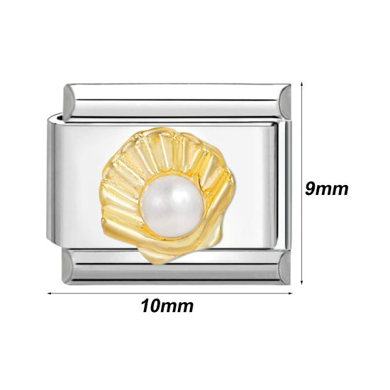 Bild von 304 Edelstahl Charm-Armband mit italienischen Gliedern zur Herstellung von DIY-Schmuck Silberfarbe Rechteck Auge 10mm x 9mm