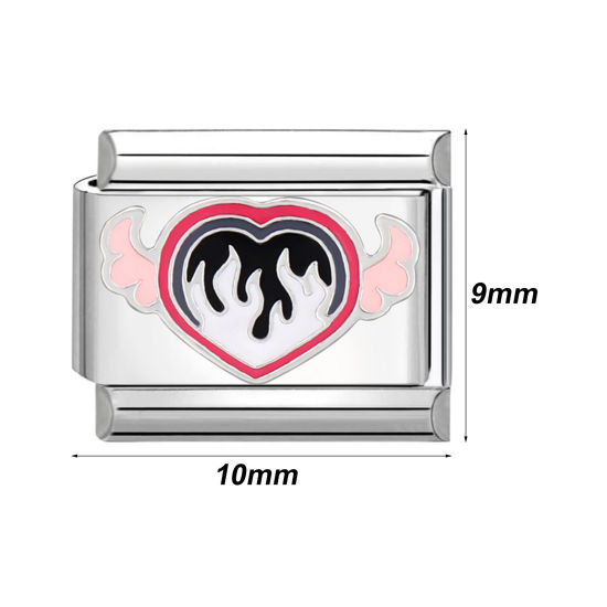 Immagine di 1 Pz 304 Acciaio Inossidabile Bracciale con Charm Italiano a Maglie, Creazione di Gioielli Fai-da-te Tono Argento Rettangolo Immagini dei Cartoni Animati 10mm x 9mm