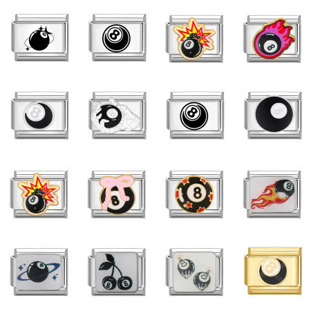 1 Unidad 304 Acero Inoxidable Charm Pulsera de Eslabones Italianos para Hacer Joyas DIY Multicolor Rectángulo Bola de Billar No.8 10mm x 9mm
