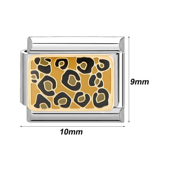 Bild von 304 Edelstahl Charm-Armband mit italienischen Gliedern zur Herstellung von DIY-Schmuck Silberfarbe Rechteck Gitter 10mm x 9mm