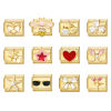 Picture of 304 Stainless Steel Exquisite Italian Charm Links For DIY Bracelet Jewelry Making Gold Plated Rectangle Heart 10mm x 9mm