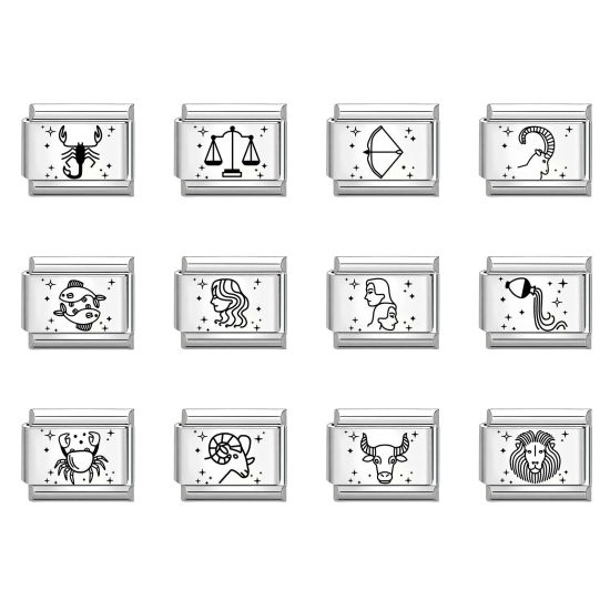 Immagine di 1 Pz 304 Acciaio Inossidabile Squisito Bracciale con Charm Italiano a Maglie, Creazione di Gioielli Fai-da-te Tono Argento Rettangolo Costellazione 10mm x 9mm
