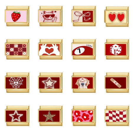 Bild von 304 Edelstahl Charm-Armband mit italienischen Gliedern zur Herstellung von DIY-Schmuck Vergoldet Rot Rechteck 10mm x 9mm