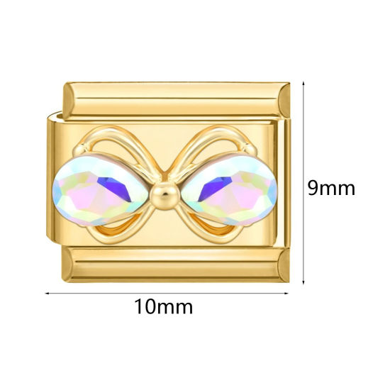 Immagine di 1 Pz 304 Acciaio Inossidabile Bracciale con Charm Italiano a Maglie, Creazione di Gioielli Fai-da-te All'Ingrosso Rettangolo Cravatta a Farfalla 10mm x 9mm