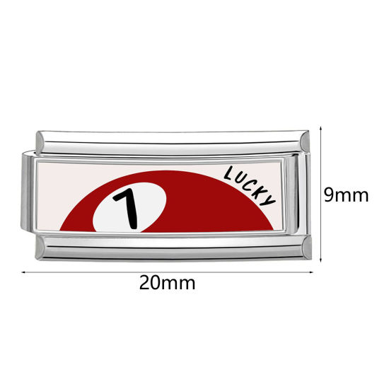 Image de 1 Pièce Bracelet à Maillons Breloques Italiens Accessories de Fabrication de Bracelets Bijoux DIY En Gros en 304 Acier Inoxydable Argent Mat Rouge Rectangle 20mm x 9mm