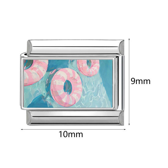 Imagen de 1 Unidad 304 Acero Inoxidable Charm Pulsera de Eslabones Italianos para Hacer Joyas DIY Al Por Mayor Tono de Plata Rectángulo 10mm x 9mm