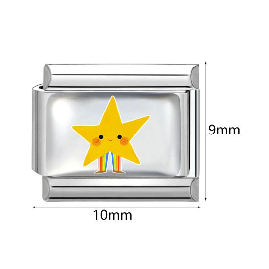 Imagen de 1 Unidad 304 Acero Inoxidable Charm Pulsera de Eslabones Italianos para Hacer Joyas DIY Al Por Mayor Tono de Plata Rectángulo Sol 10mm x 9mm