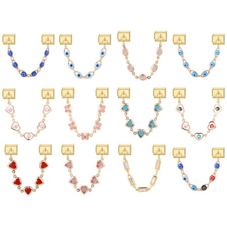 Picture of 304 Stainless Steel Italian Charm Links For DIY Bracelet Jewelry Making Wholesale Gold Plated Rectangle Evil Eye 10mm x 9mm