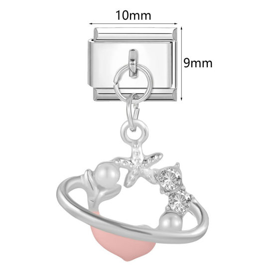 Image de 1 Pièce Bracelet à Maillons Breloques Italiens Accessories de Fabrication de Bracelets Bijoux DIY En Gros en 304 Acier Inoxydable Argent Mat Rectangle Papillons 10mm x 9mm