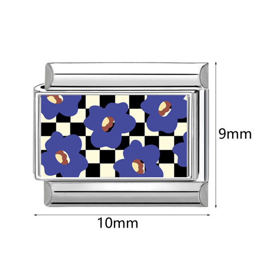 Bild von 304 Edelstahl Charm-Armband mit italienischen Gliedern zur Herstellung von DIY-Schmuck Großhandel Silberfarbe Rechteck Wolke 10mm x 9mm