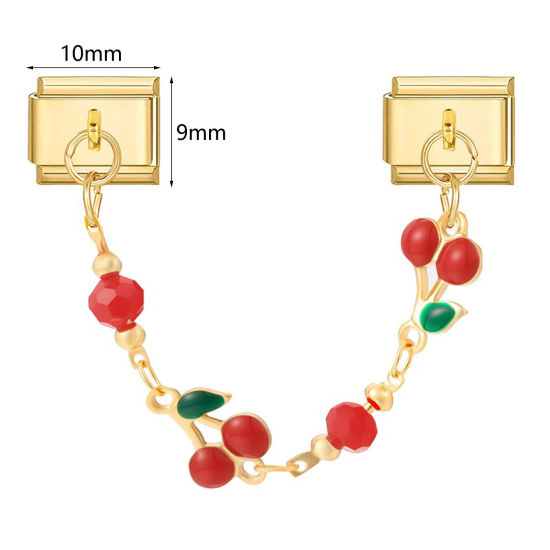 Image de 1 Lot Bracelet à Maillons Breloques Italiens Accessories de Fabrication de Bracelets Bijoux DIY En Gros Élégant en 304 Acier Inoxydable Doré Rectangle Cœur 10mm x 9mm