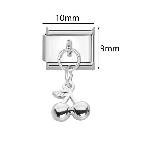 Bild von 304 Edelstahl Stilvoll Charm-Armband mit italienischen Gliedern zur Herstellung von DIY-Schmuck Großhandel Silberfarbe Rechteck Muschelschale 10mm x 9mm