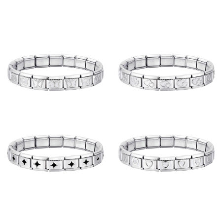 Bild von Großhandel Trennbar 304 Edelstahl Italienische Charm-Links Modulare Armbänder, Silberfarben Umweltfreundlich, Frauen Stilvoll Retro Geschenk Schmuckbedarf, 18cm (7,1 Zoll) lang
