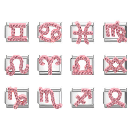 Immagine di 1 Pz 304 Acciaio Inossidabile & Lega di Zinco Magnetiche Italiane per Bracciali Modulari e Orologi Fai‑Da‑Te All'Ingrosso Tono Argento Rettangolo Costellazione Roso Strass 10mm x 9mm