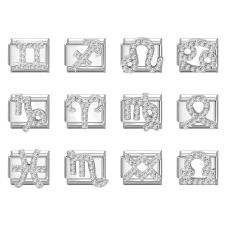 Immagine di 1 Pz 304 Acciaio Inossidabile & Lega di Zinco Magnetiche Italiane per Bracciali Modulari e Orologi Fai‑Da‑Te All'Ingrosso Tono Argento Rettangolo Costellazione Trasparente Strass 10mm x 9mm