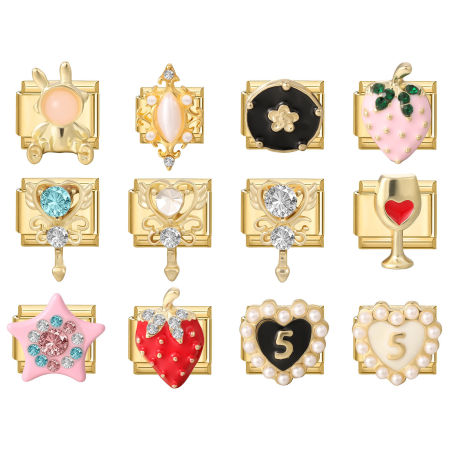 Immagine di 1 Pz 304 Acciaio Inossidabile & Lega di Zinco Magnetiche Italiane per Bracciali Modulari e Orologi Fai‑Da‑Te All'Ingrosso Oro Placcato Rettangolo Cuore 10mm x 9mm