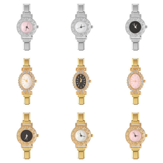 Imagen de 1 Unidad 304 Acero Inoxidable Exquisito Cara de Reloj con Enlaces de Encanto Italiano para Hacer Joyas DIY Al Por Mayor Multicolor 5cm x 3.8cm