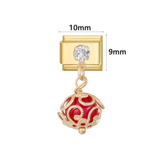 Imagen de 1 Unidad 304 Acero Inoxidable Exquisito Eslabones de Encanto Italianos para Hacer Pulseras Modulares Relojes y Joyas DIY Al Por Mayor Chapado en Oro Rectángulo Nudo Mariposa 10mm x 9mm