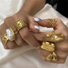 Изображение 1 ШТ Экологичное вакуумное PVD-покрытие Стильный 18K настоящее золото с покрытием Нержавеющая Сталь Открытый Кольца Для женщин