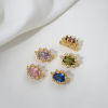 Picture of Eco-friendly Brass Spacer Beads For DIY Bracelet Jewelry Making Findings 14K Real Gold Plated Oval Clear Cubic Zirconia About 12mm x 9mm