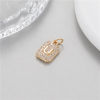 Image de 1 Pièce Breloques Micro Pave en Laiton Rectangle Plaqué Or 14K Alphabet Initial/ Lettre Majuscule à Zircone Cubique Clair 17mm x 9mm
