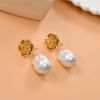 Picture of Brass Ear Post Stud Earring For DIY Jewelry Making Accessories Multicolor Flower With Loop 18mm