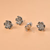 Picture of Brass Ear Post Stud Earring For DIY Jewelry Making Accessories Multicolor Flower With Loop 18mm