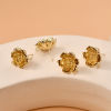Picture of Brass Ear Post Stud Earring For DIY Jewelry Making Accessories Multicolor Flower With Loop 18mm