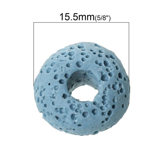 Bild von (Klasse A) Natürliche Lava Stein European Stil Charm Großlochperlen Lavagestein Rund Mix Farben etwa 15.5mm D., Loch:Ca. 4.8mm-6.0mm, 20 Stücke