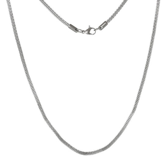 Bild von 304 Edelstahl Halsketten Silberfarbe Laterne Kette 45cm lang, Kettengröße: 2.4mm, 1 Stück