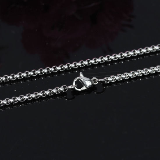 Picture of 304 Stainless Steel Cable Chain Jewelry Necklace Silver Tone 45.8cm(18") long, Chain Size: 2.5x2.5mm(1/8"x1/8"), 1 Piece