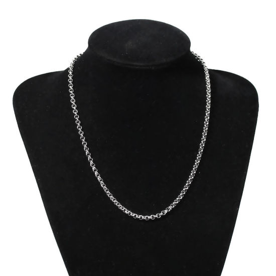 Picture of 304 Stainless Steel Cable Chain Jewelry Necklace Silver Tone 45.8cm(18") long, Chain Size: 2.5x2.5mm(1/8"x1/8"), 1 Piece