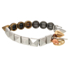 Picture of Fashion Elastic Rivet Bracelets Multicolor Peace Symbol Pendants 22.5cm(8 7/8") long, 1 PC
