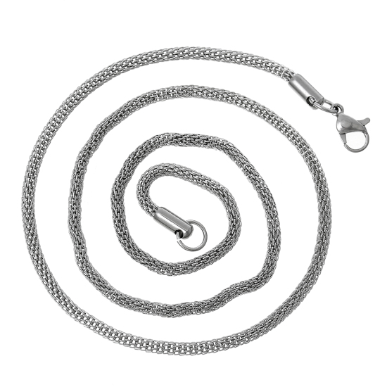 Bild von 304 Edelstahl Halsketten Silberfarbe Laterne Kette 45cm lang, Kettengröße: 2.4mm, 1 Stück