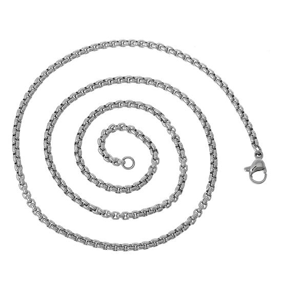 Picture of 304 Stainless Steel Cable Chain Jewelry Necklace Silver Tone 45.8cm(18") long, Chain Size: 2.5x2.5mm(1/8"x1/8"), 1 Piece