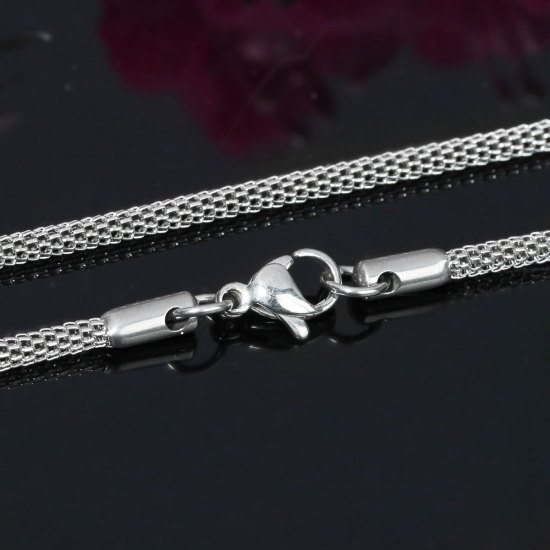 Picture of 304 Stainless Steel Lantern Chain Jewelry Necklace Silver Tone 45.8cm(18") long, Chain Size: 2.4mm(1/8"), 1 Piece
